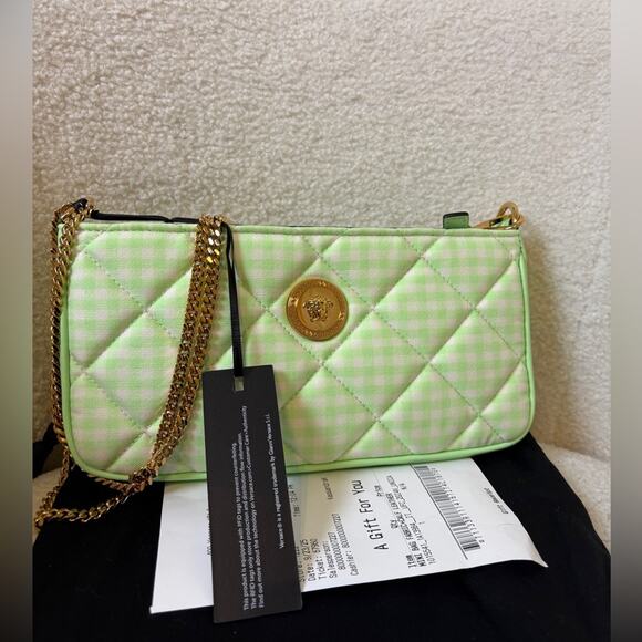 Versace green Checkered Women's Bag NWT - Picture 2 of 10